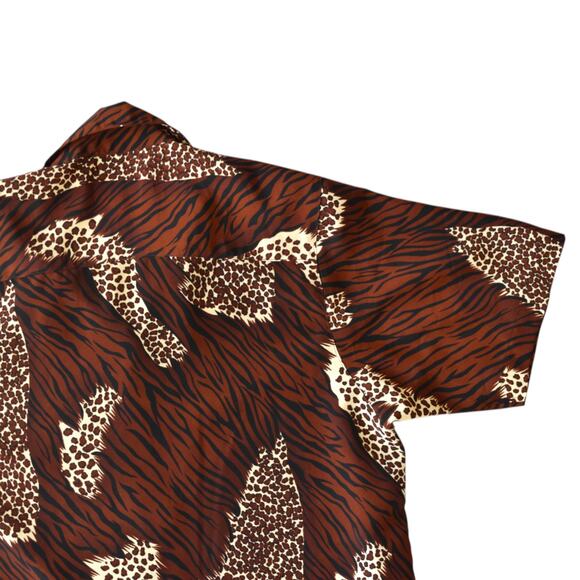 Vintage 80s Plus Size Animal Print Shirt in Brown - Unique Mixed Print Design - Picture 5 of 5